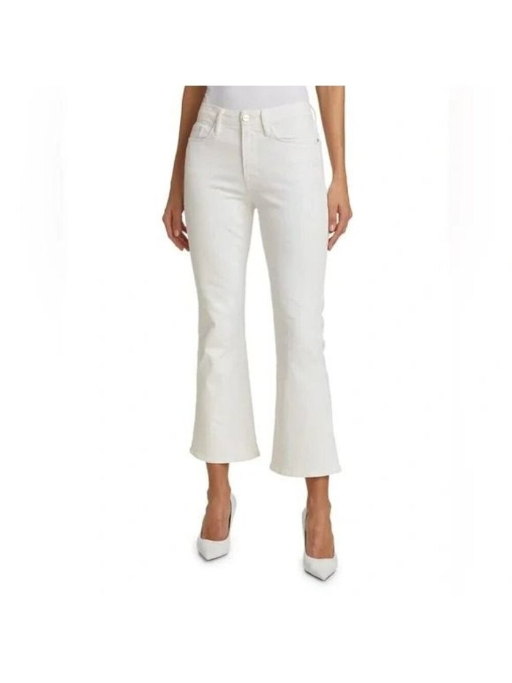 Frame / le crop mini boot blanc snake foil White size 30